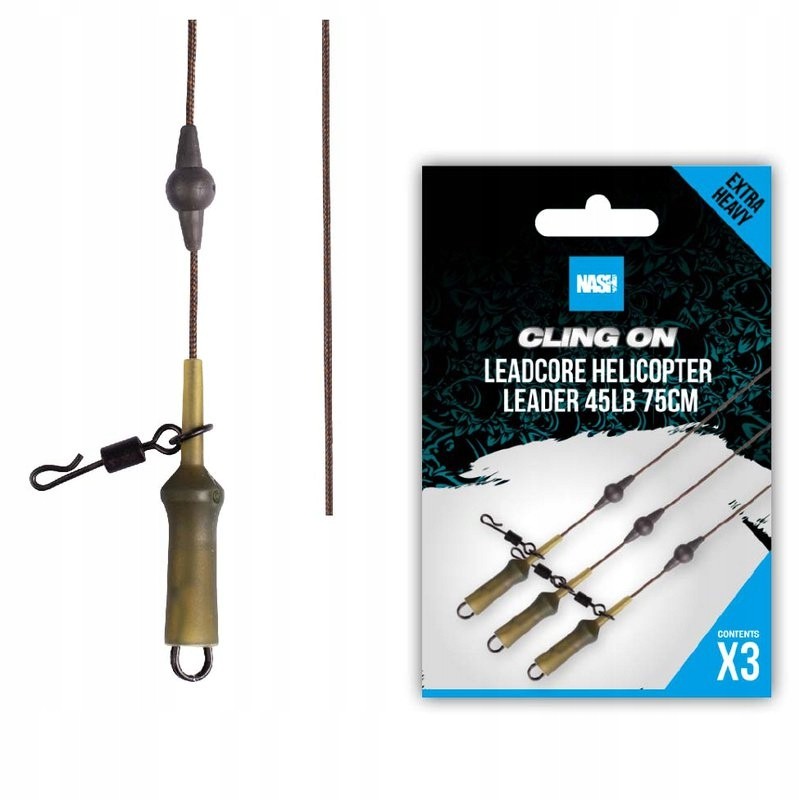 [T8191] NASH CLING ON LEADCORE HELICOPTER LEADER 45LB 75CM T8191
