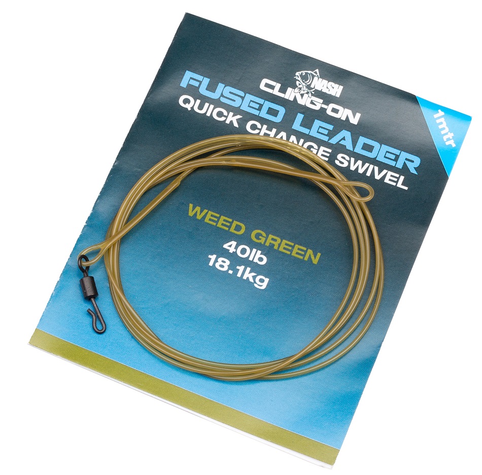 NASH CLING ON FUSED LEADER WEED GREEN 40LB 18 1KG 1M T8176