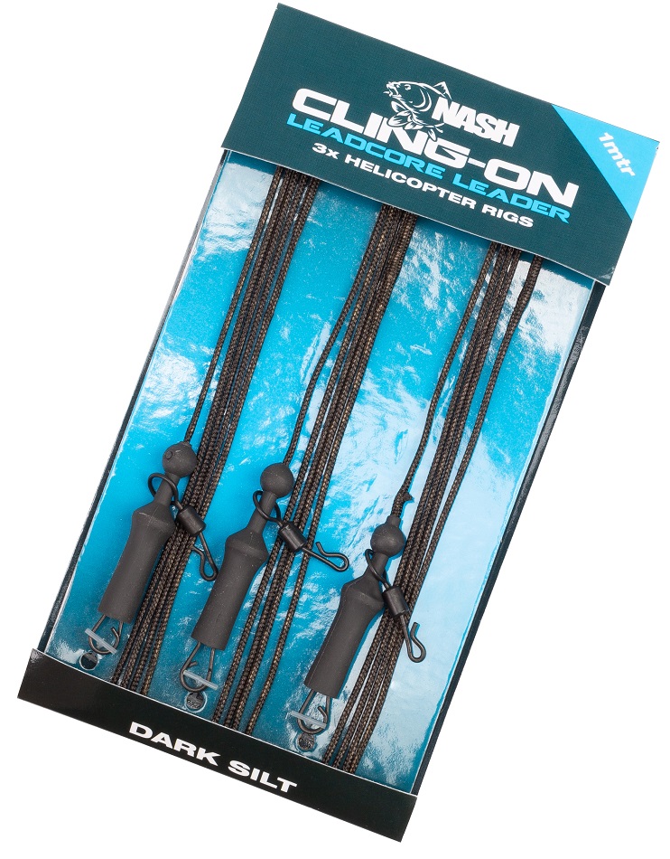 NASH CLING ON LEADCORE HELICOPTER LEADERS DARK SILT 1M T8165