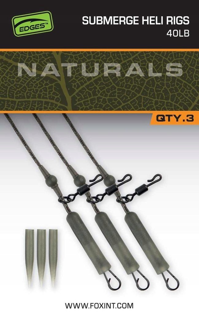 [CAC849] FOX EDGES™ NATURALS SUBMERGE HELI RIG LEADERS 40LBRS CAC849