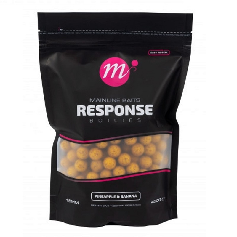 MAINLINE RESPONSE BOILIES PINEAPPLE & BANANA 15MM 450G M01023