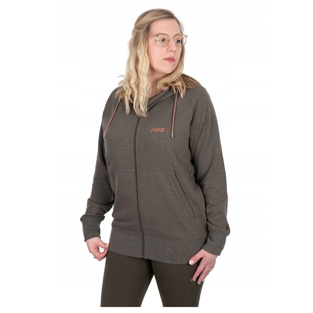 [CWC001] FOX WOMEN'S CLOTHING ZIPPED HOODIE OLIVE MARL MAUVE UK8 10 EU36 38 SIZE S CWC001