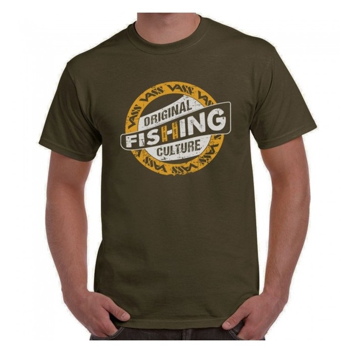 VASS FISHING CULTURE PRINTED T SHIRT KHAKI LARGE  V1857/7/L