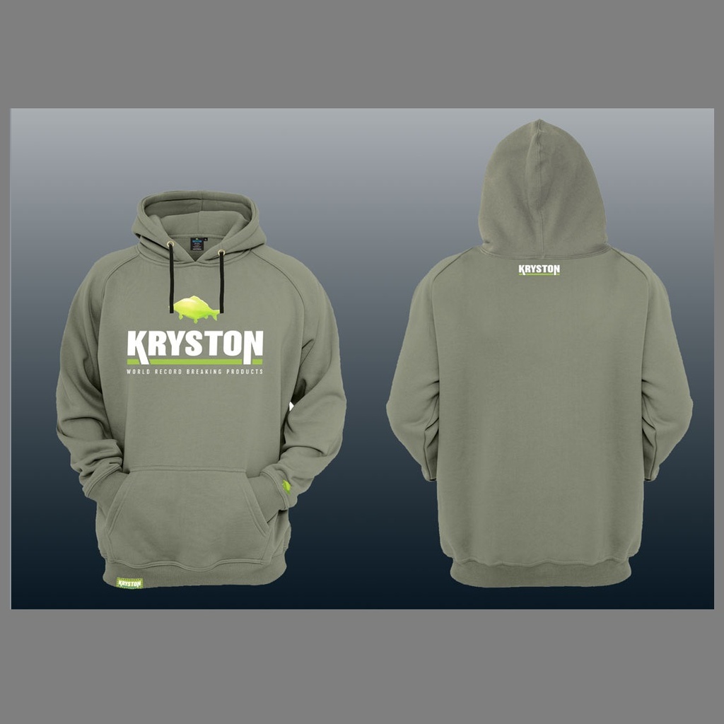 [KR-CL1322] KRYSTON HOODLE WITH LOGO & ZIPPER GREEN OLIVE SIZE L KR CL1322