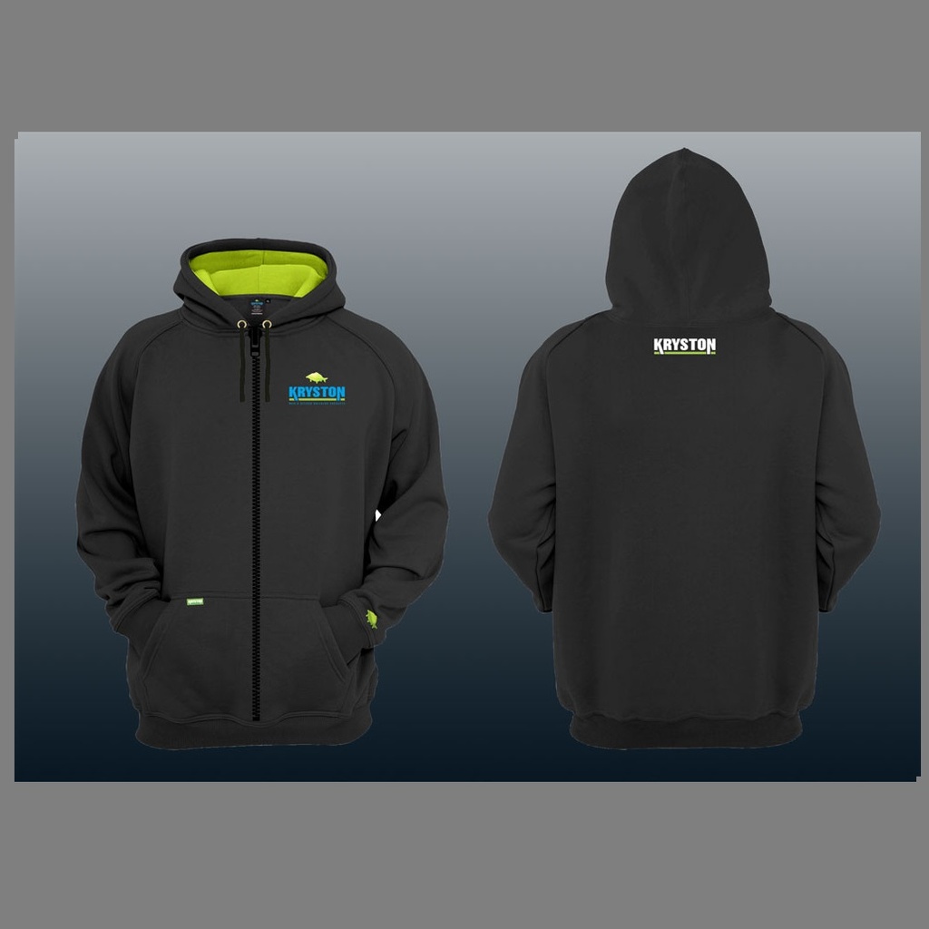 [KR-CL1317] KRYSTON HOODLE WITH LOGO & ZIPPER BLACK SIZE M KR CL1317