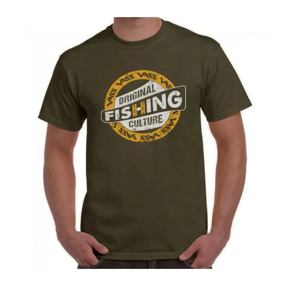 [V18577S] VASS FISHING CULTURE PRINTED T-SHIRT KHAKI S SMALL V18577S