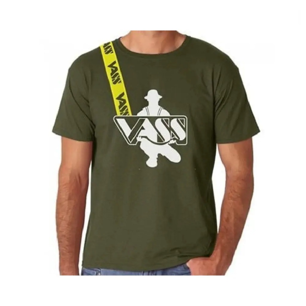 [V18067M] VASS FISHERMAN PRINTED W-STRAP T-SHIRT KHAKI SIZE M V18067M