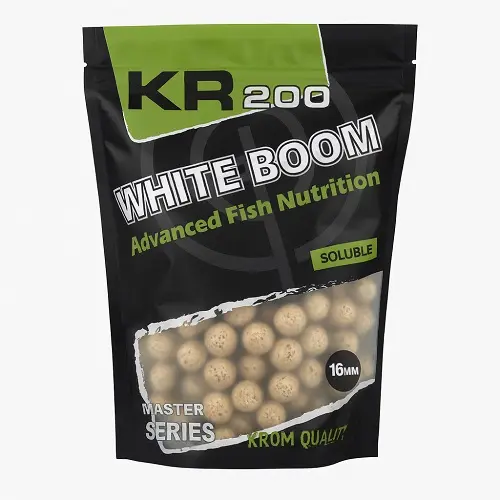 KROM QUALITY KR200 BOILIES SOLUBLES WHITE BOOM 12MM 800G KQBSWB12800
