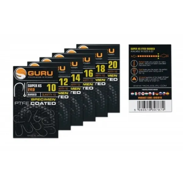 [GXSEB12] GURU TACKLE SURPER XS EYED SPECIMEN BARBED SIZE 12 GXSEB12