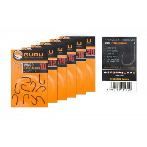 GURU TACKLE MWG HOOK SIZE 12 BARBED EYED GMWB12