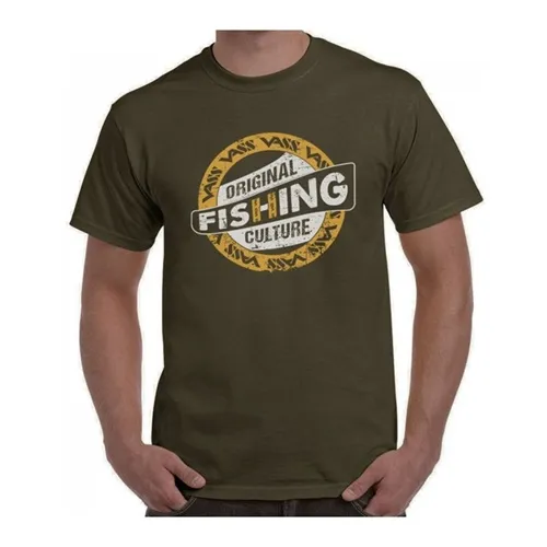 [V185772XL] Vass Fishing Culture Printed T-Shirt Khaki Size 2XL