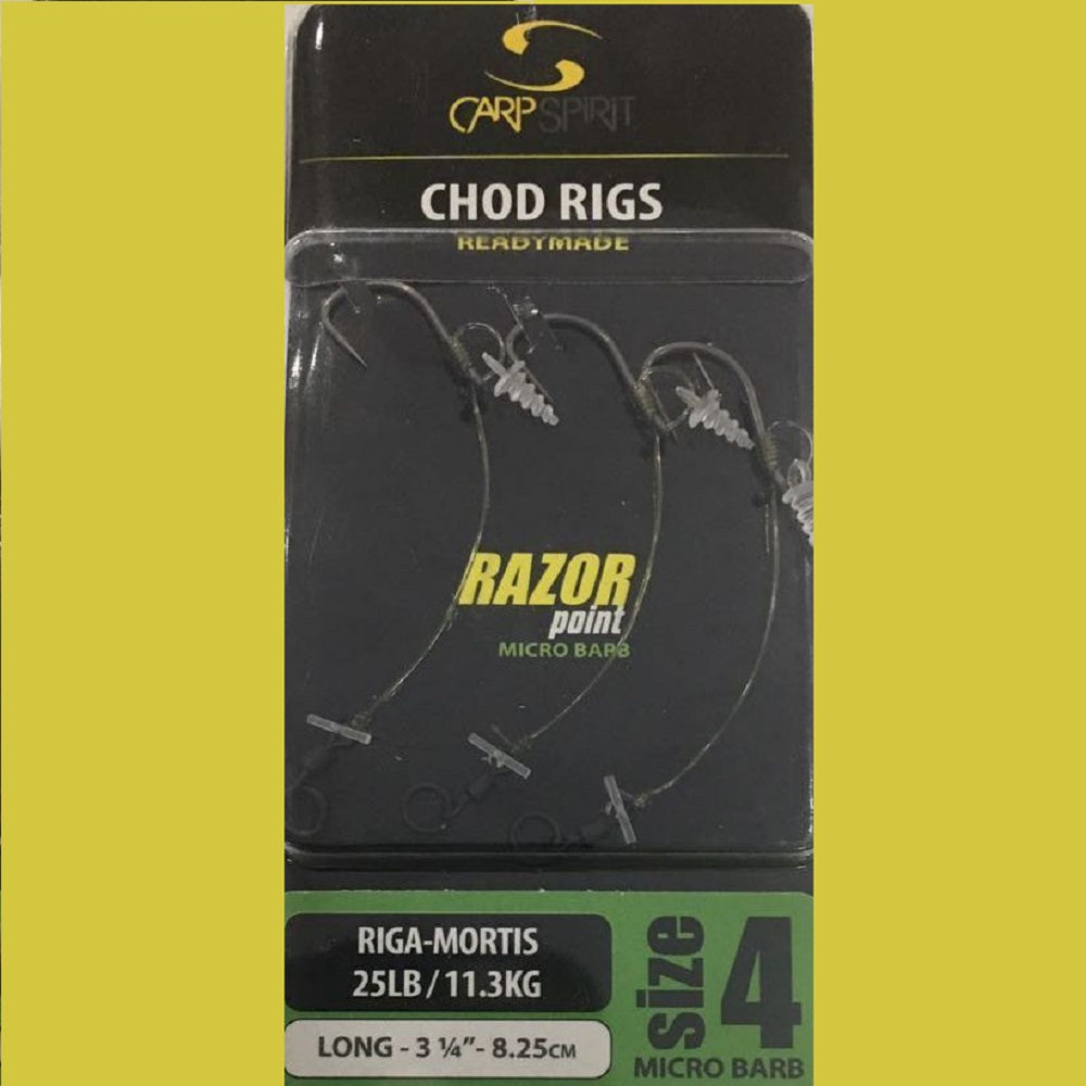 CARP SPIRIT CHOD RIGS READYMADE RAZOR POINT RIGA MORTIS 25 LB 11.3 KG SIZE 6 LONG ACS340025